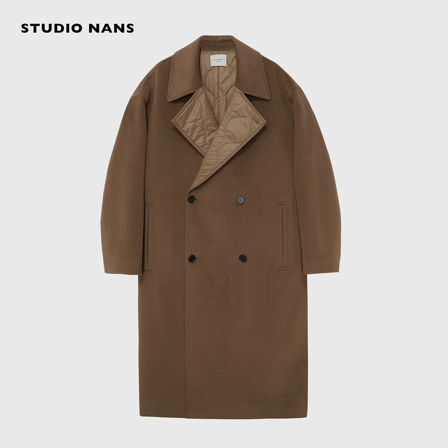 Quilted-Lapel Double-Breasted Wool Coat - Image 6