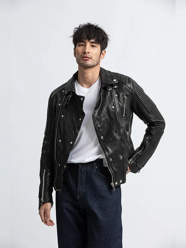 Quilted Sheepskin Moto Jacket