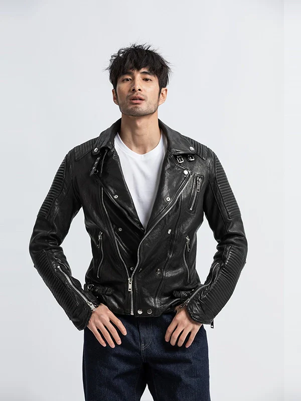 Quilted Sheepskin Moto Jacket - Image 3