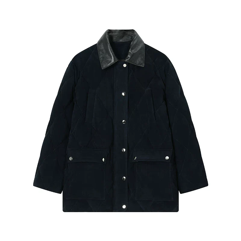 Quilted Suede Down Jacket - Image 2