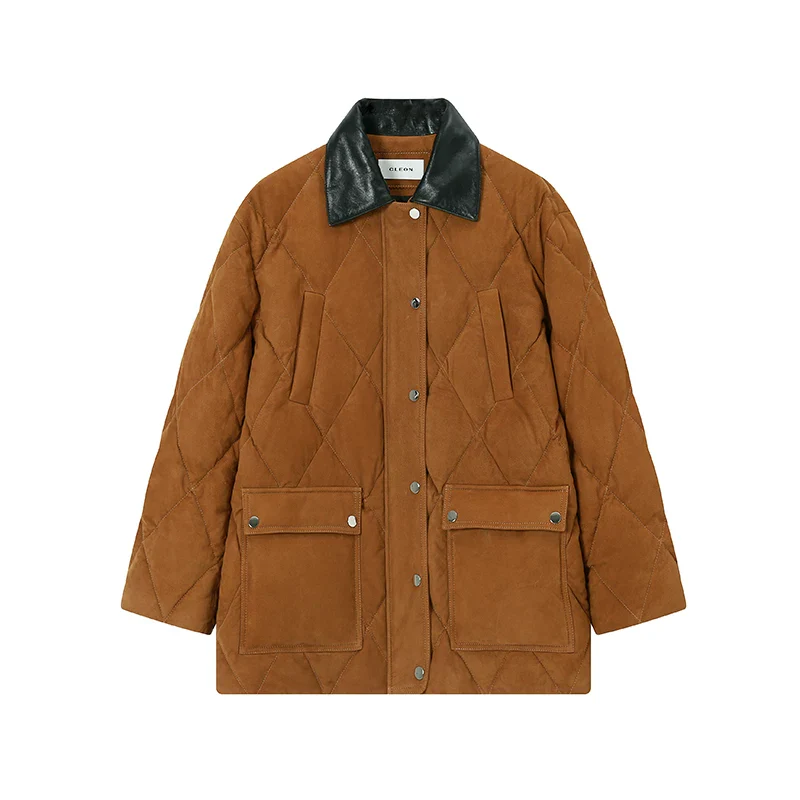 Quilted Suede Down Jacket - Image 3