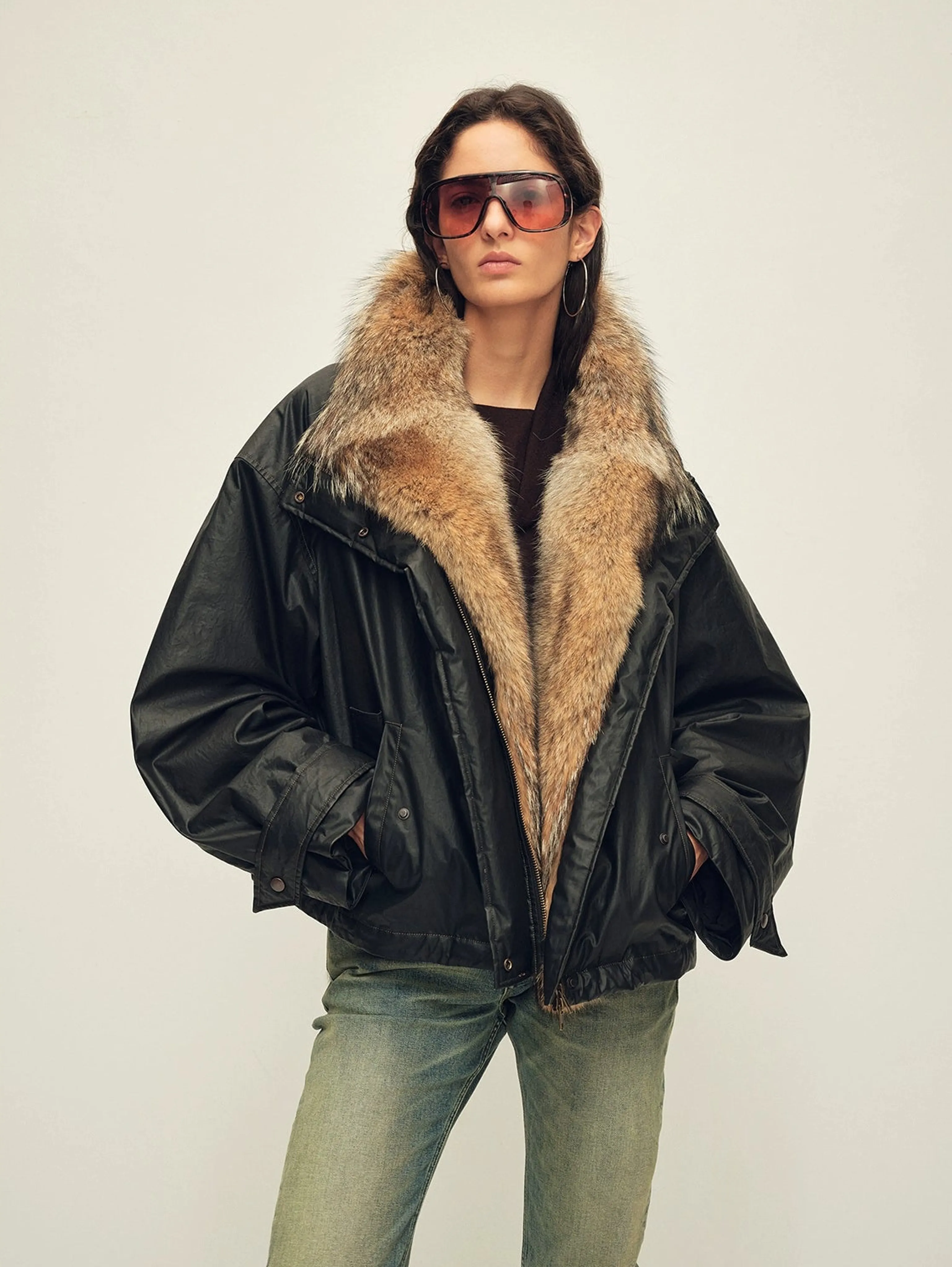 Raccoon Fur Collar Down Parka - Image 2