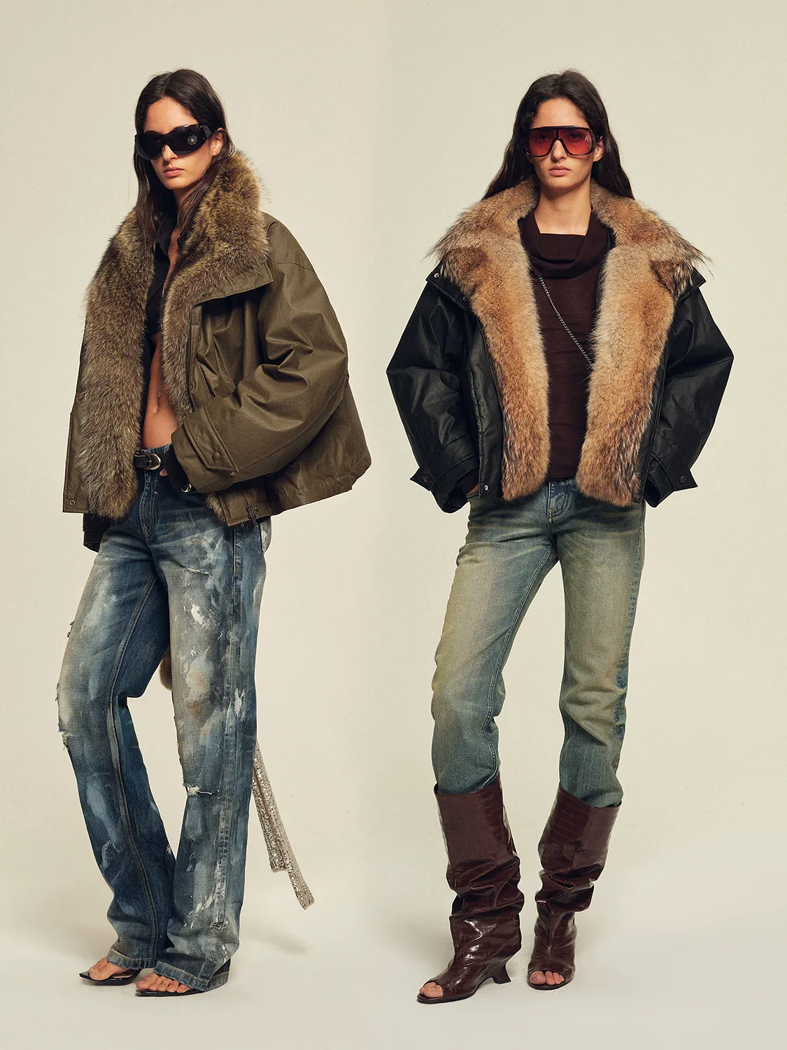 Raccoon Fur Collar Down Parka - Image 5
