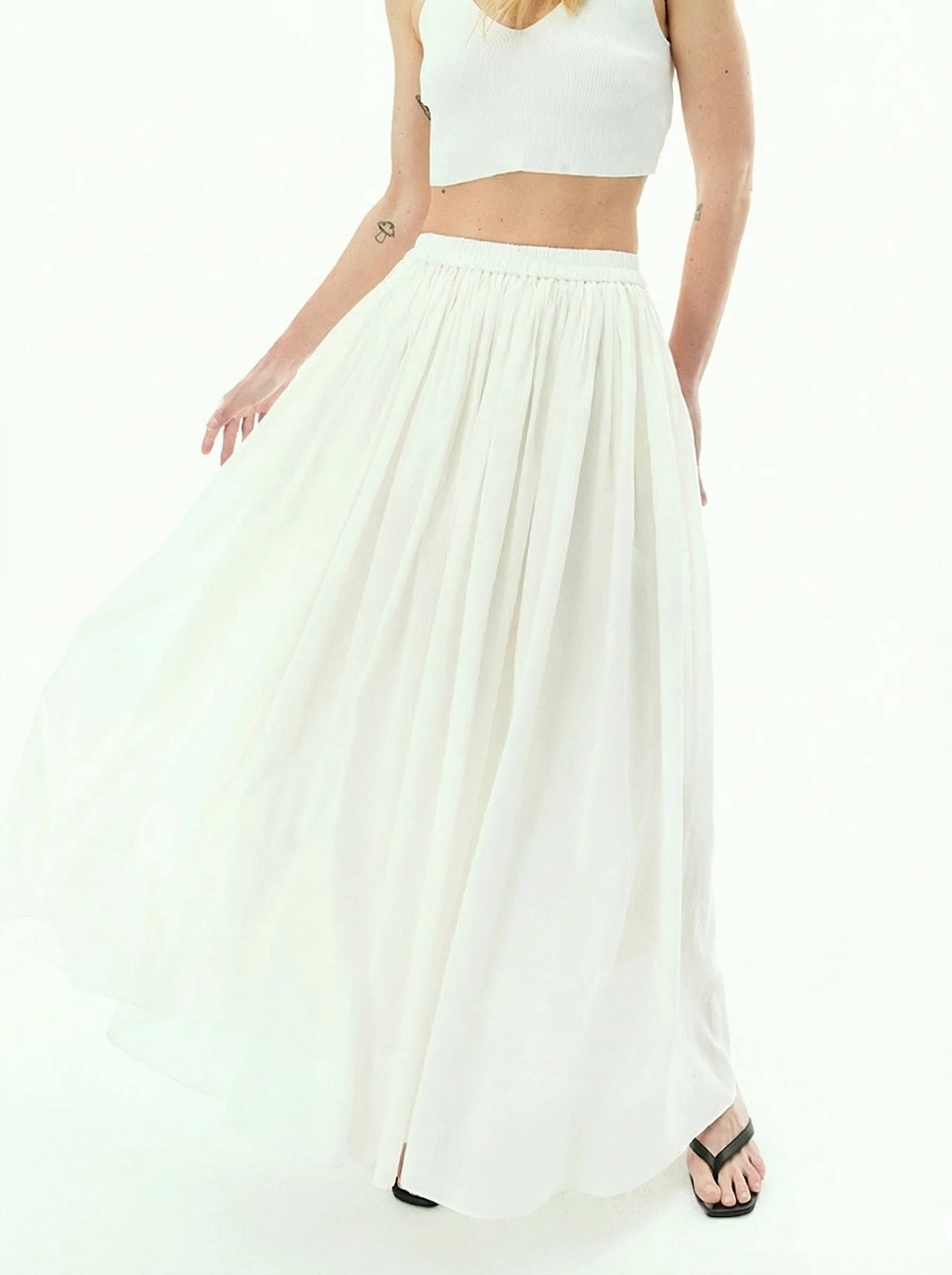 Ramie Off-Shoulder Blouse & Maxi Skirt Set - Image 5