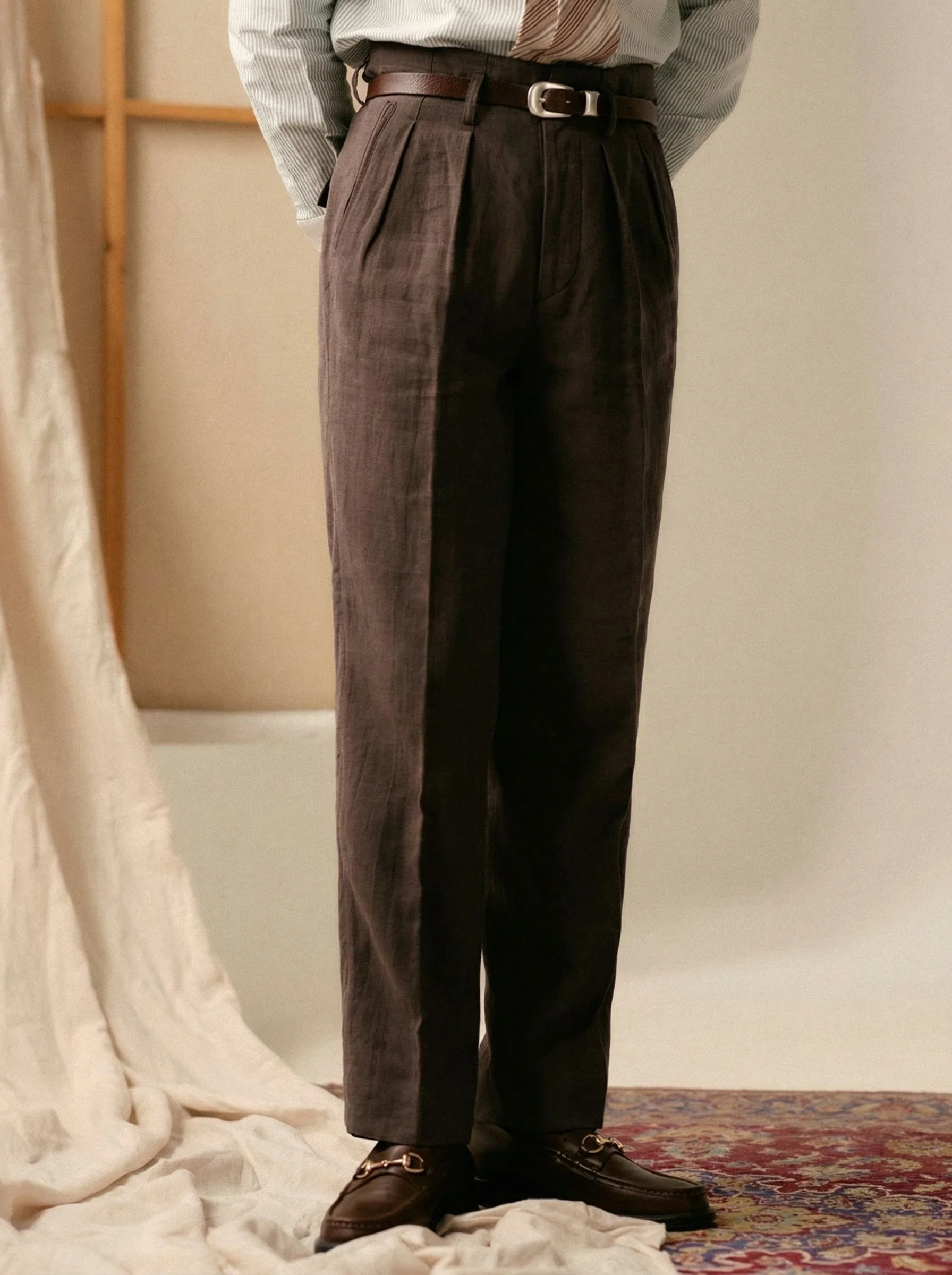 Ramie Tencel High-Waist Trousers - Image 3