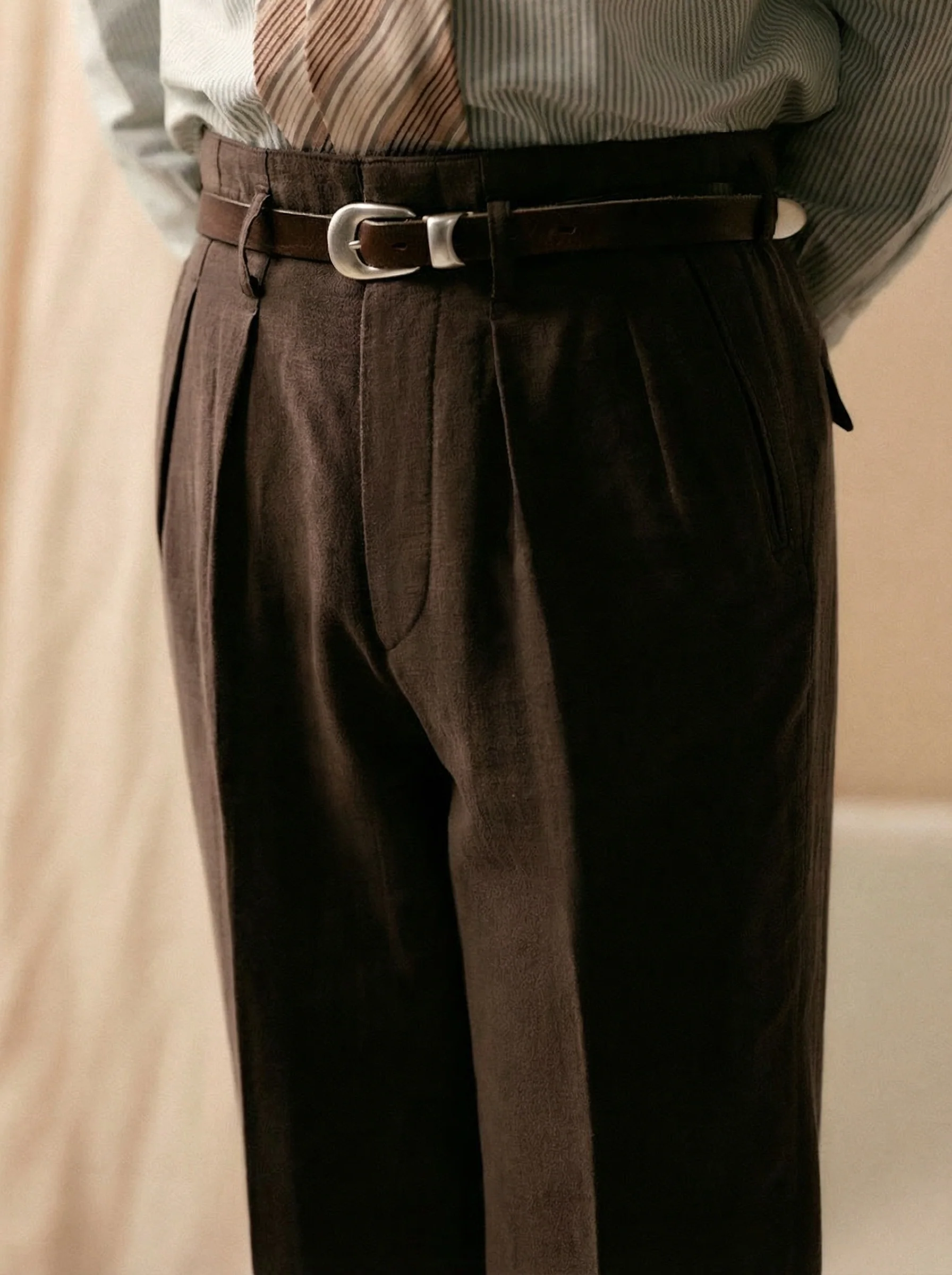 Ramie Tencel High-Waist Trousers - Image 4