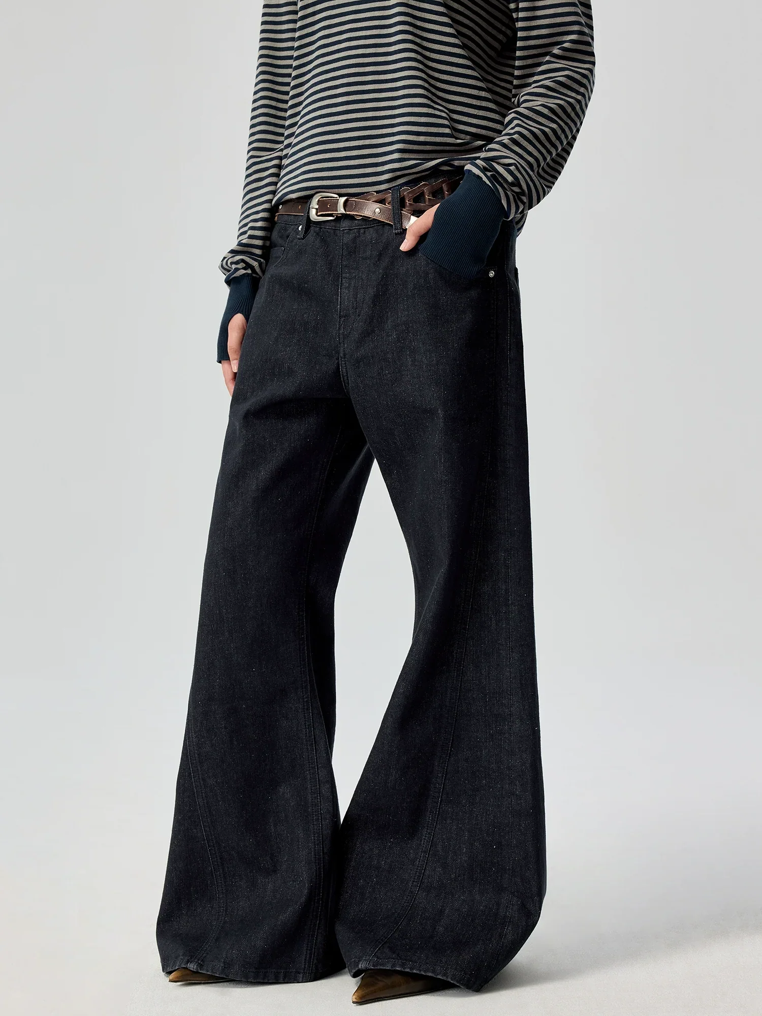 Raw Denim Flared Jeans - Image 4