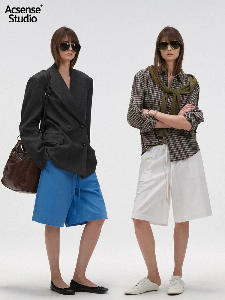 Raw-Edge Drawstring Bermuda Shorts