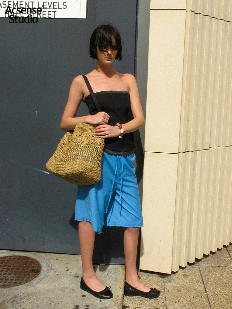 Raw-Edge Drawstring Bermuda Shorts - Image 3