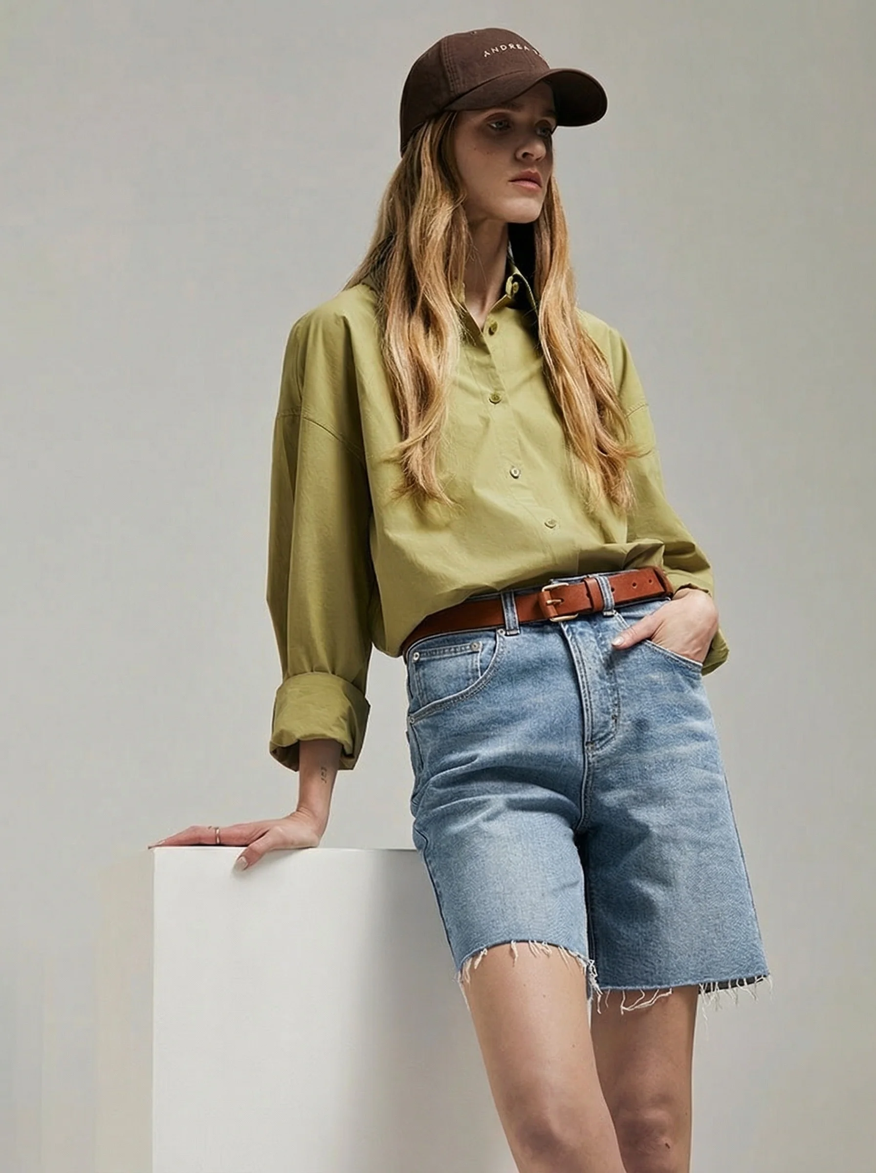 Raw-Edge High-Rise Denim Shorts