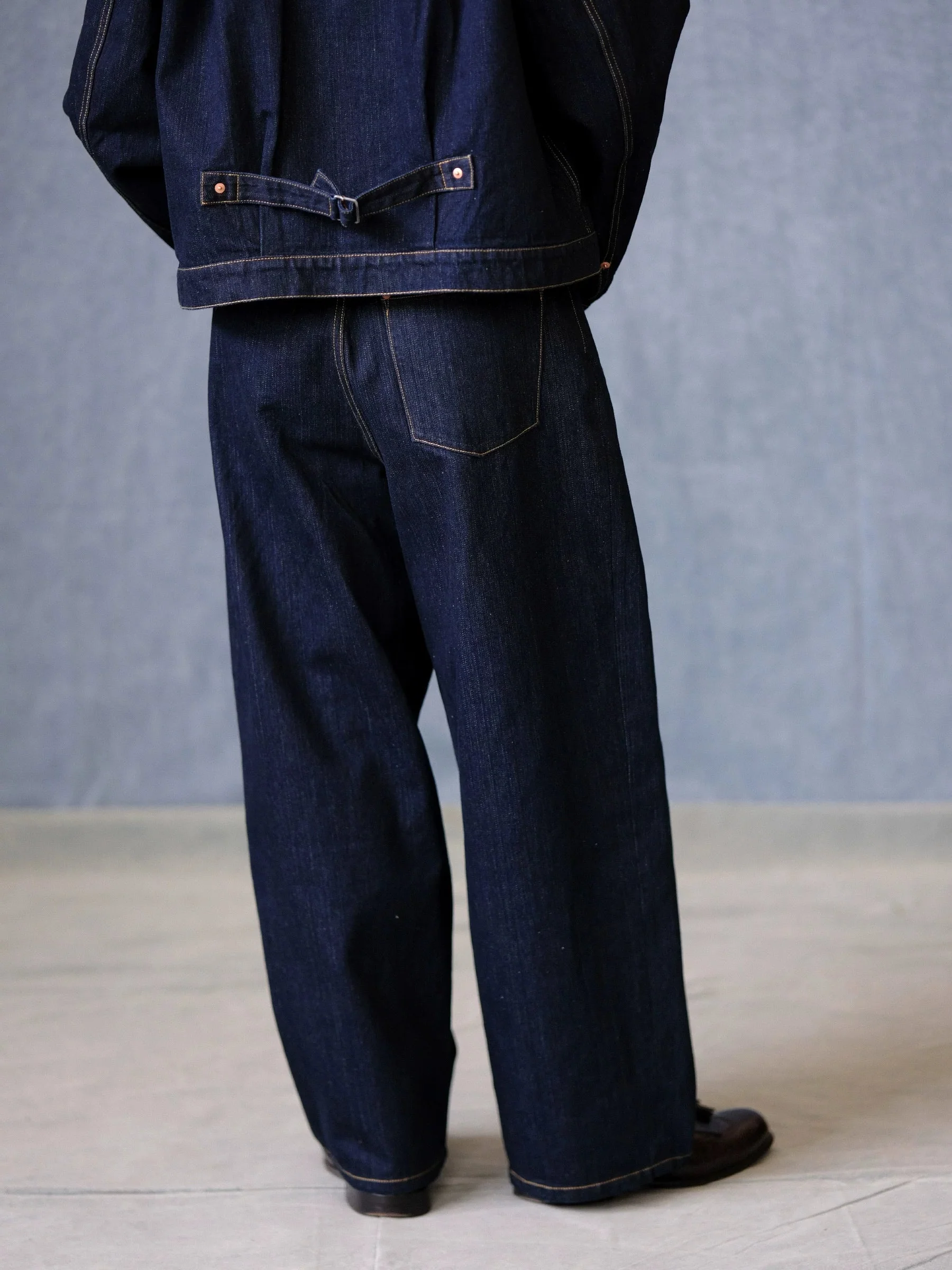 Raw Indigo Cinch-Back Wide-Leg Jeans - Image 4