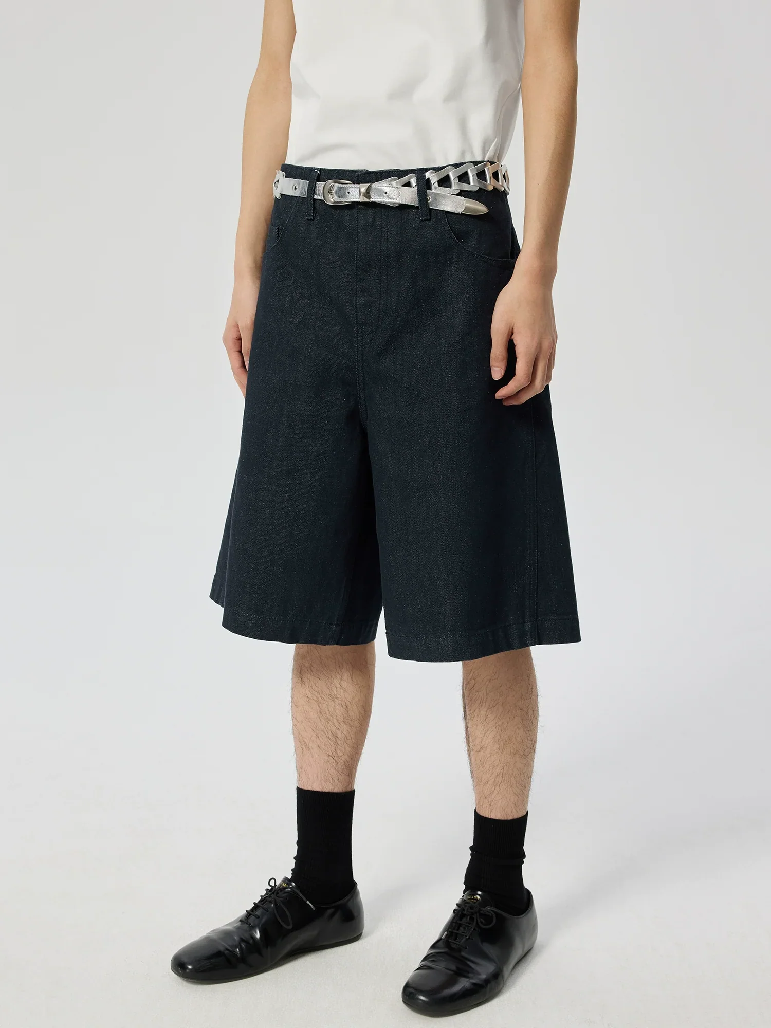 Raw Indigo Wide-Leg Denim Shorts - Image 5