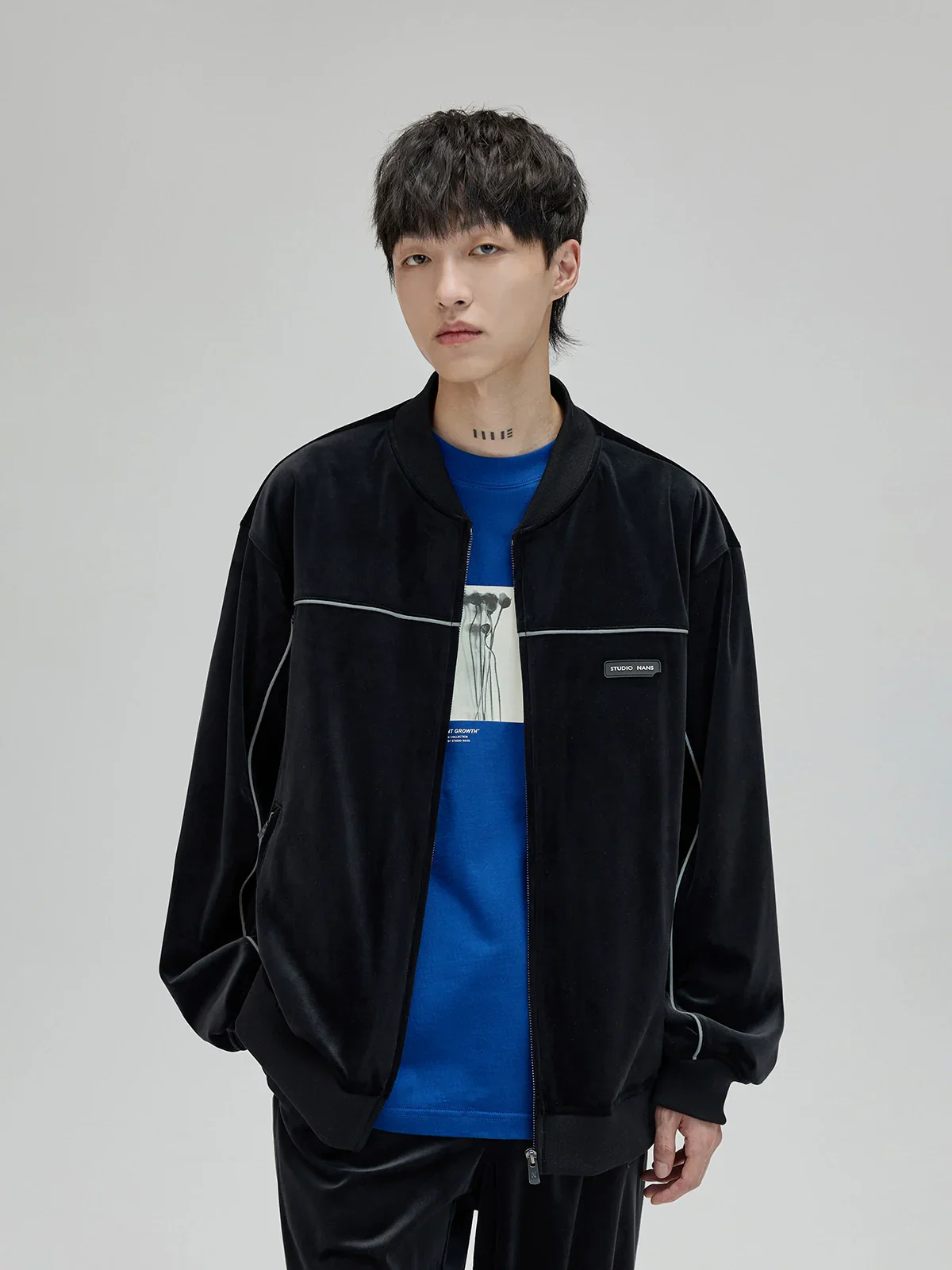 Reflective Piped Velour Tracksuit