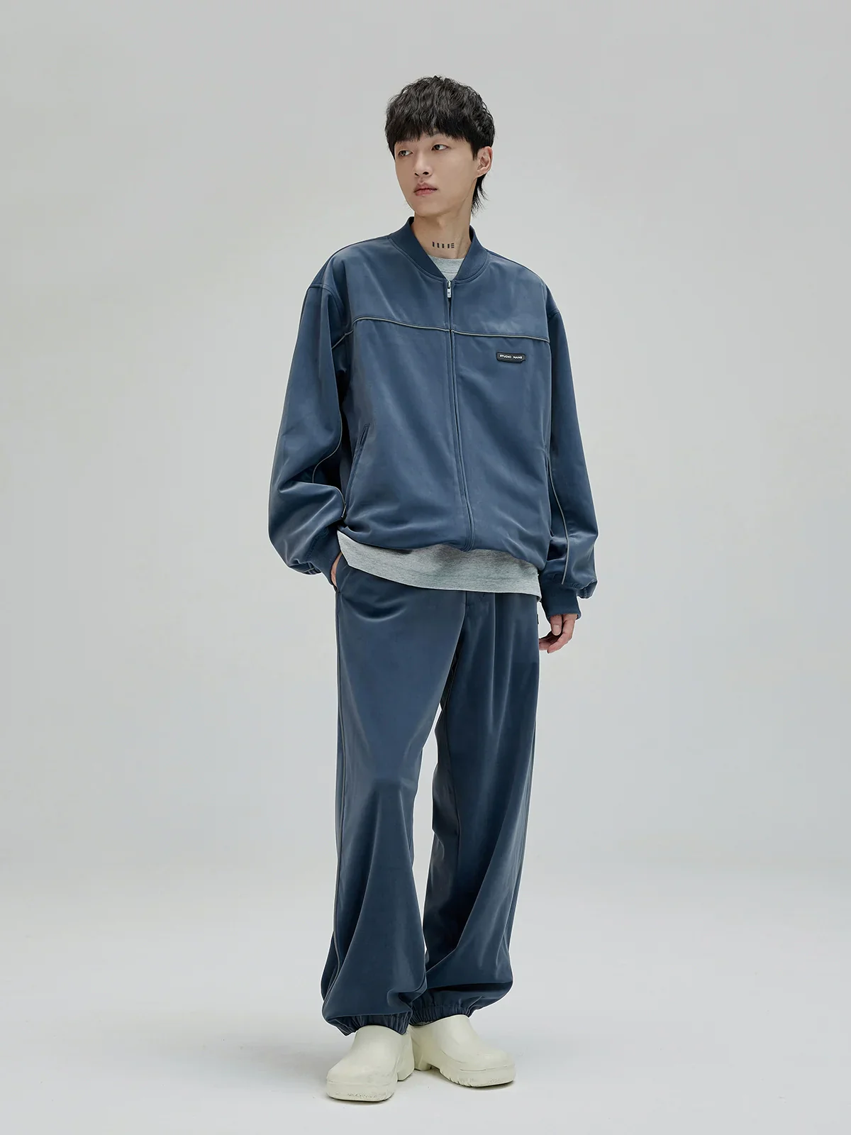 Reflective Piped Velour Tracksuit - Image 5
