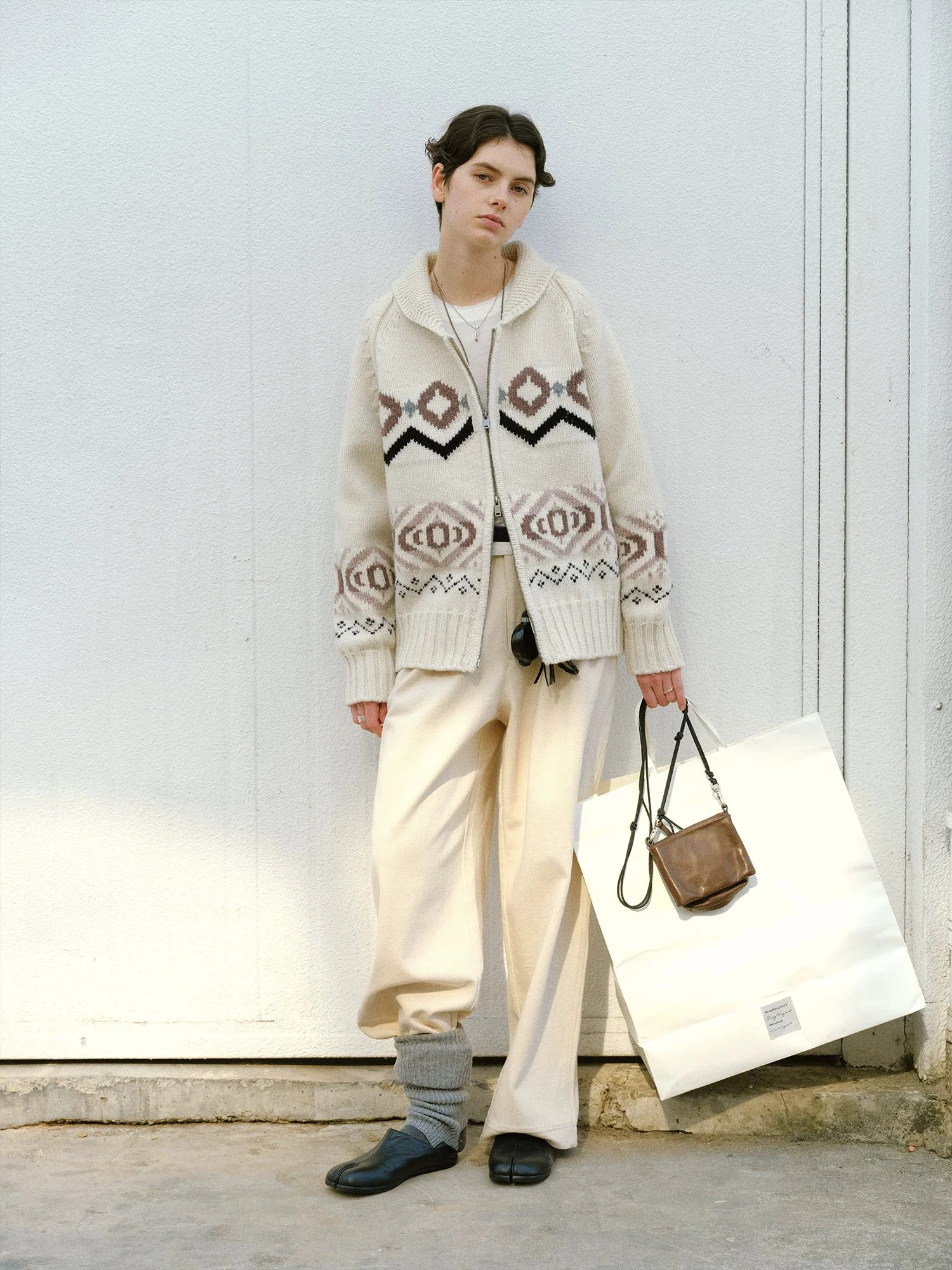 Reindeer Jacquard Wool Zip Cardigan - Image 4
