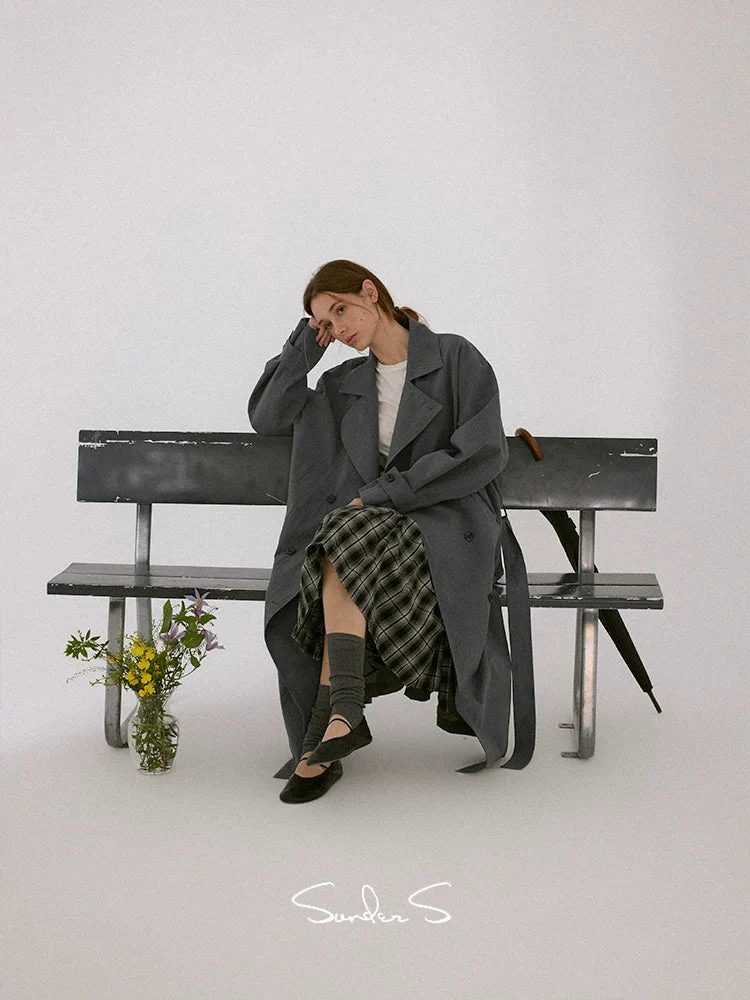 Relaxed Double-Breasted Trench Coat - Image 3