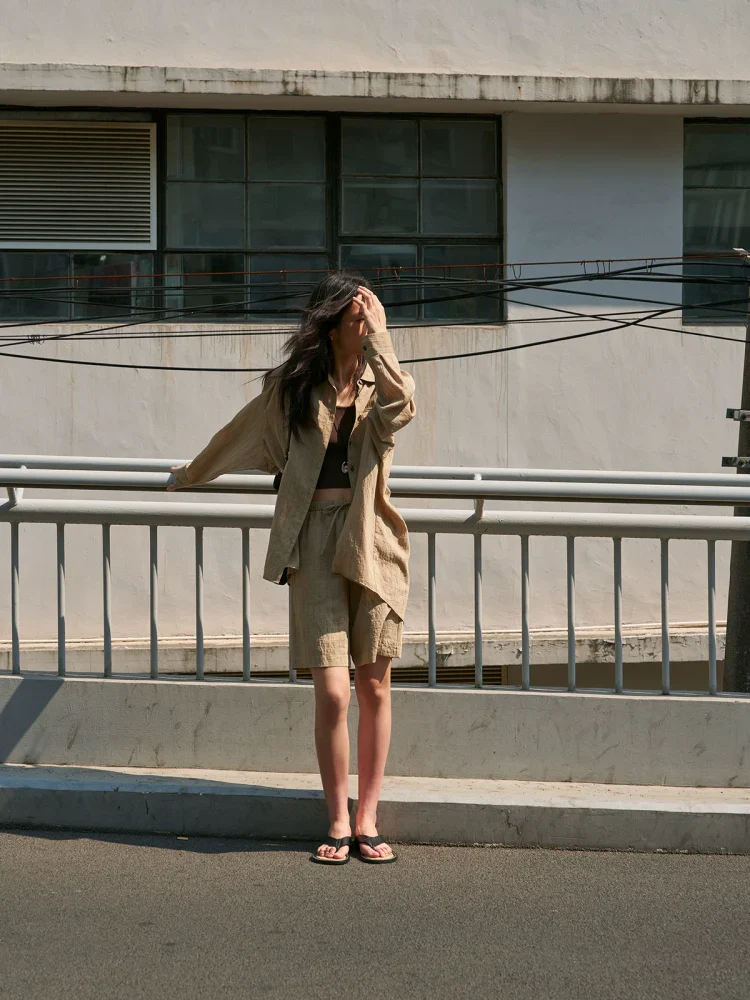 Relaxed Linen-Blend Shirt & Shorts Set - Image 4