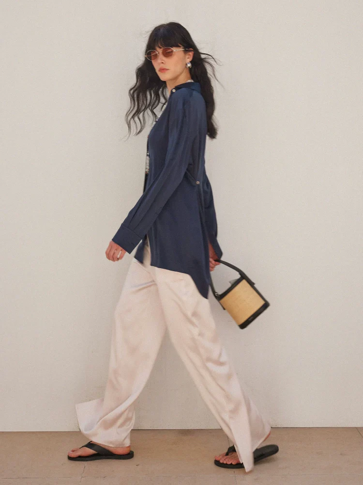 Relaxed Mulberry Silk Trousers - Image 2