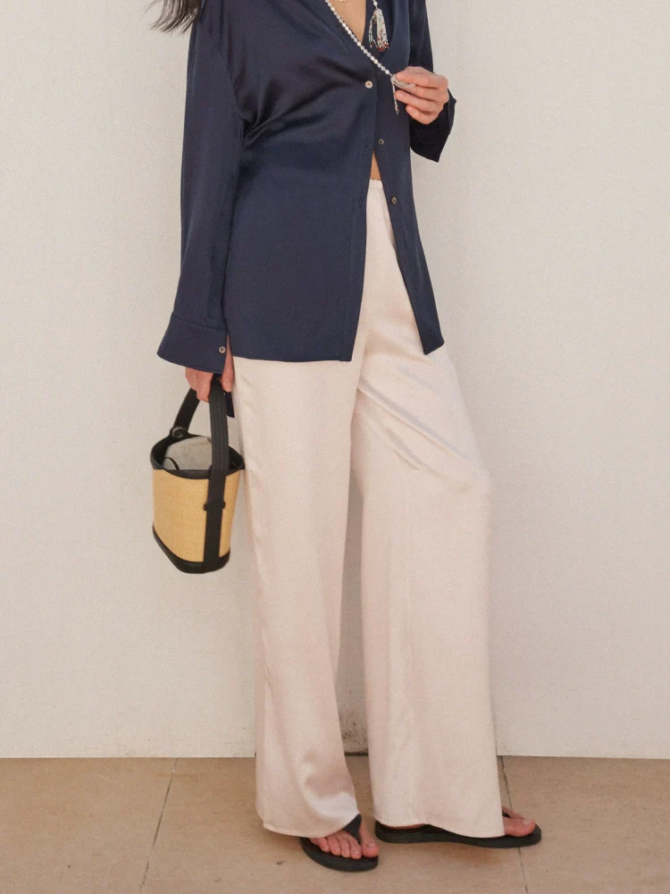 Relaxed Mulberry Silk Trousers - Image 4