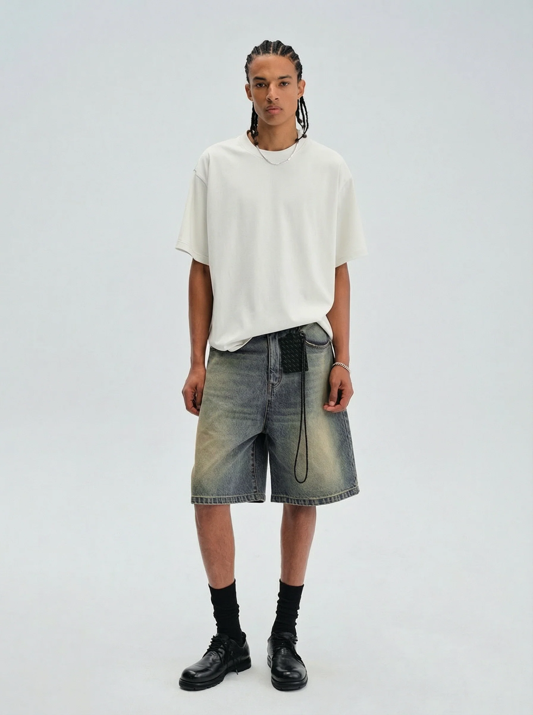 Relaxed Straight Denim Bermuda Shorts - Image 4