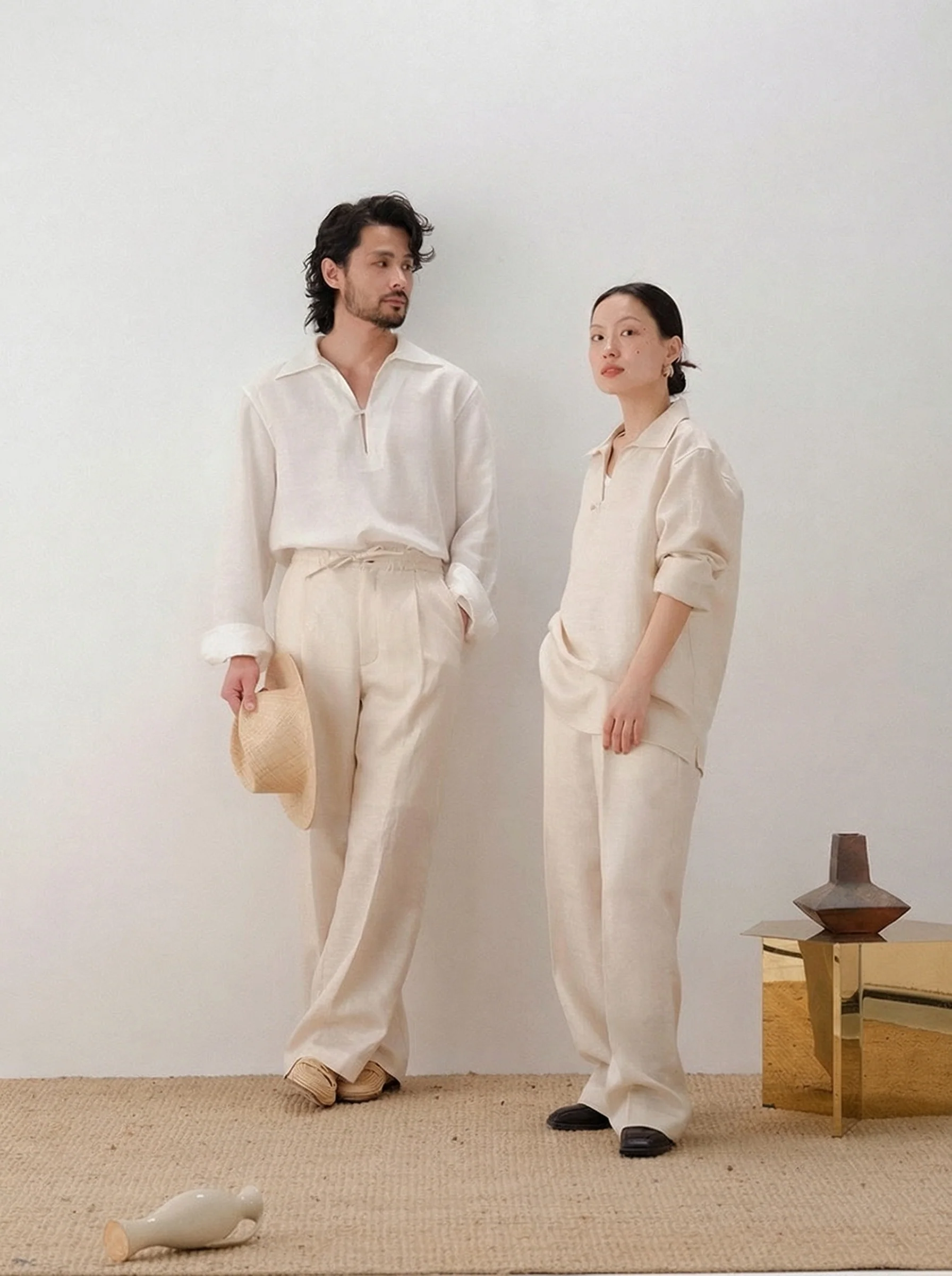 Relaxed V-Neck Tencel Linen Shirt