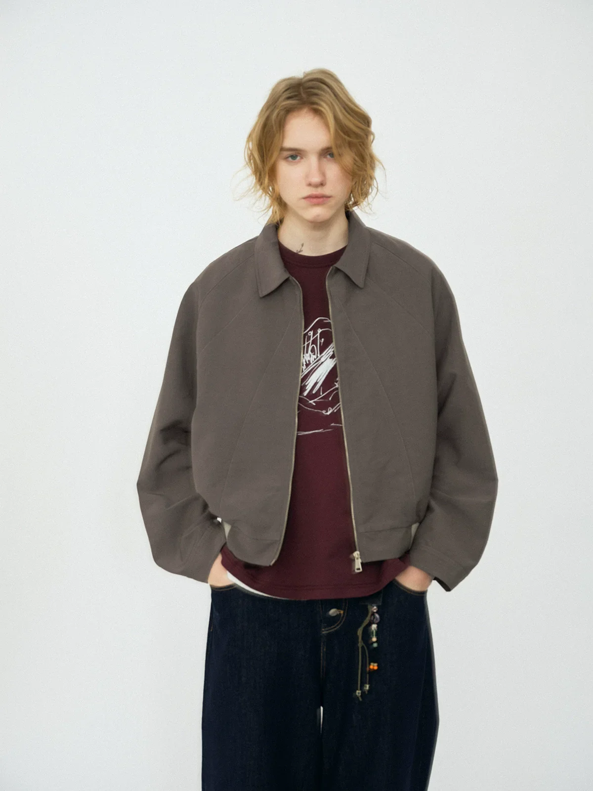 Retro Arc-Stitched Bomber Jacket