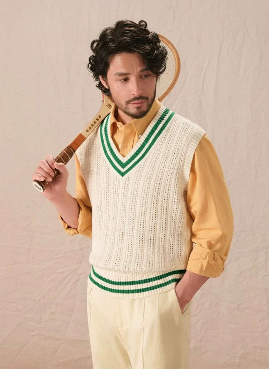 Retro Cable-Knit Sweater Vest - Image 2