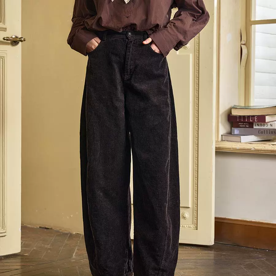 Retro Corduroy Wide-Leg Pants