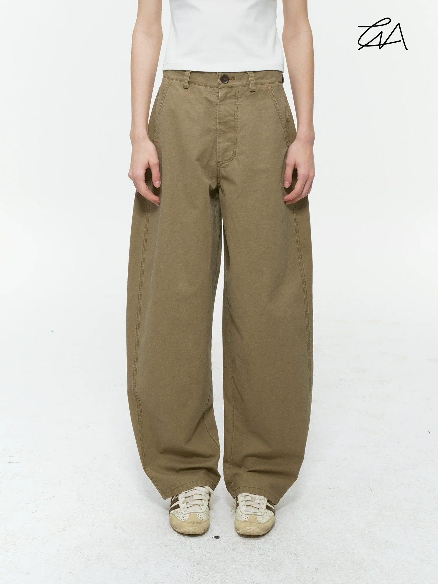 Retro Cotton Wide-Leg Trousers