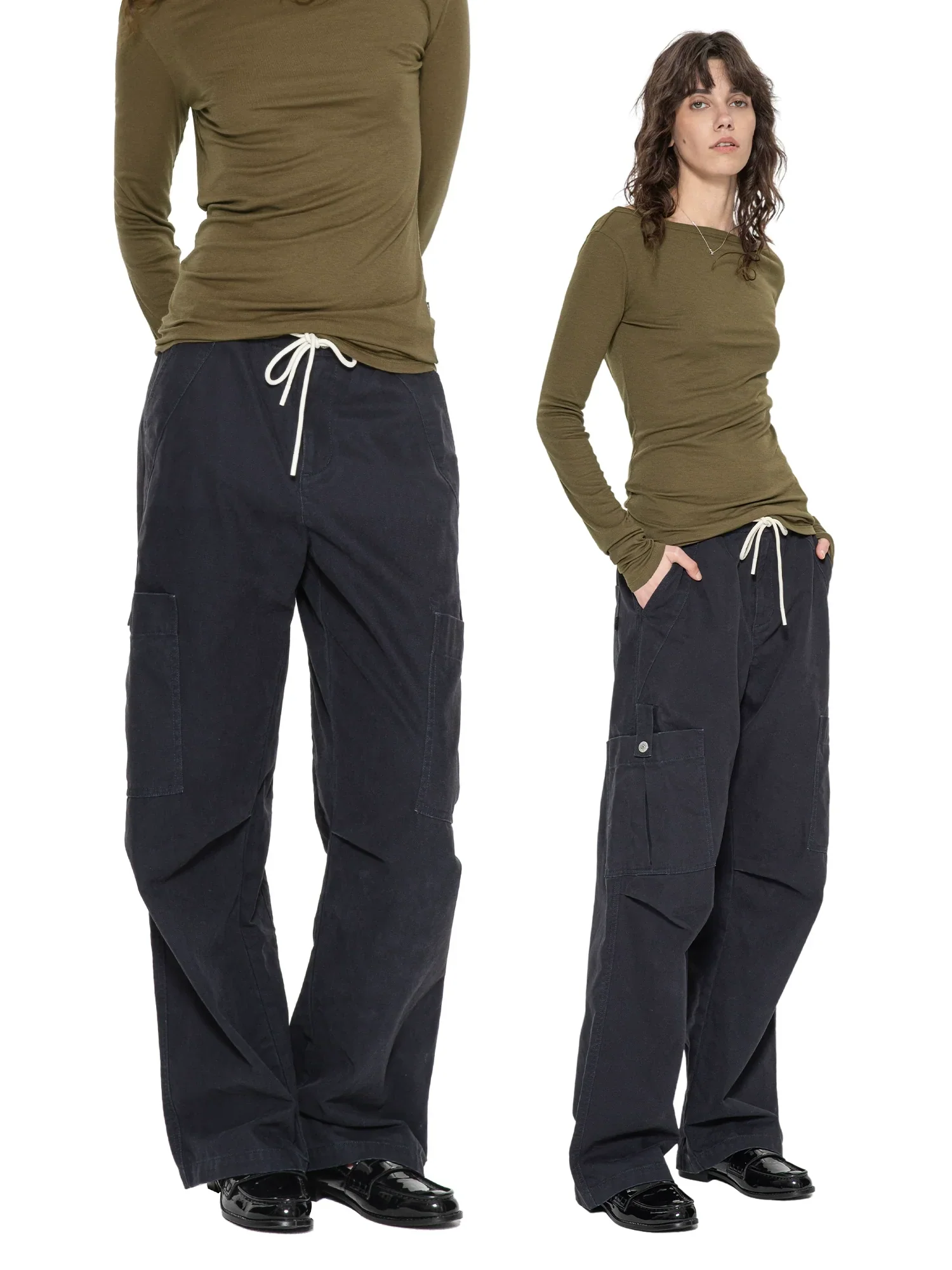Retro Drawstring Cargo Trousers