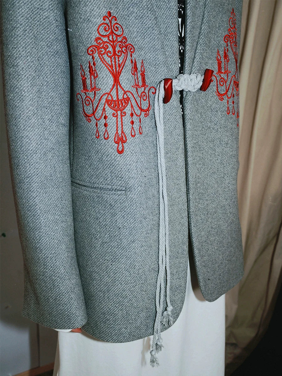 Retro Embroidered Wool Jacket - Image 4