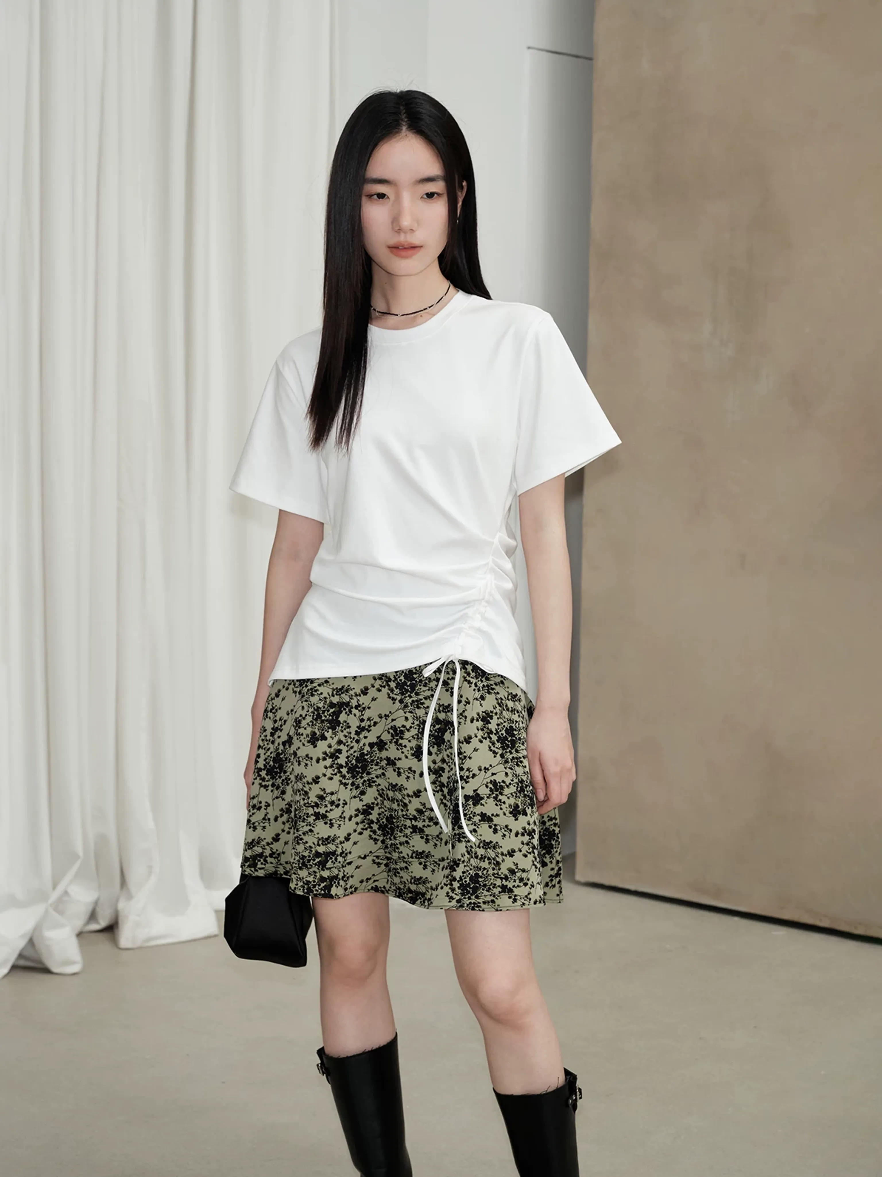 Retro Floral Asymmetric Skirt - Image 6