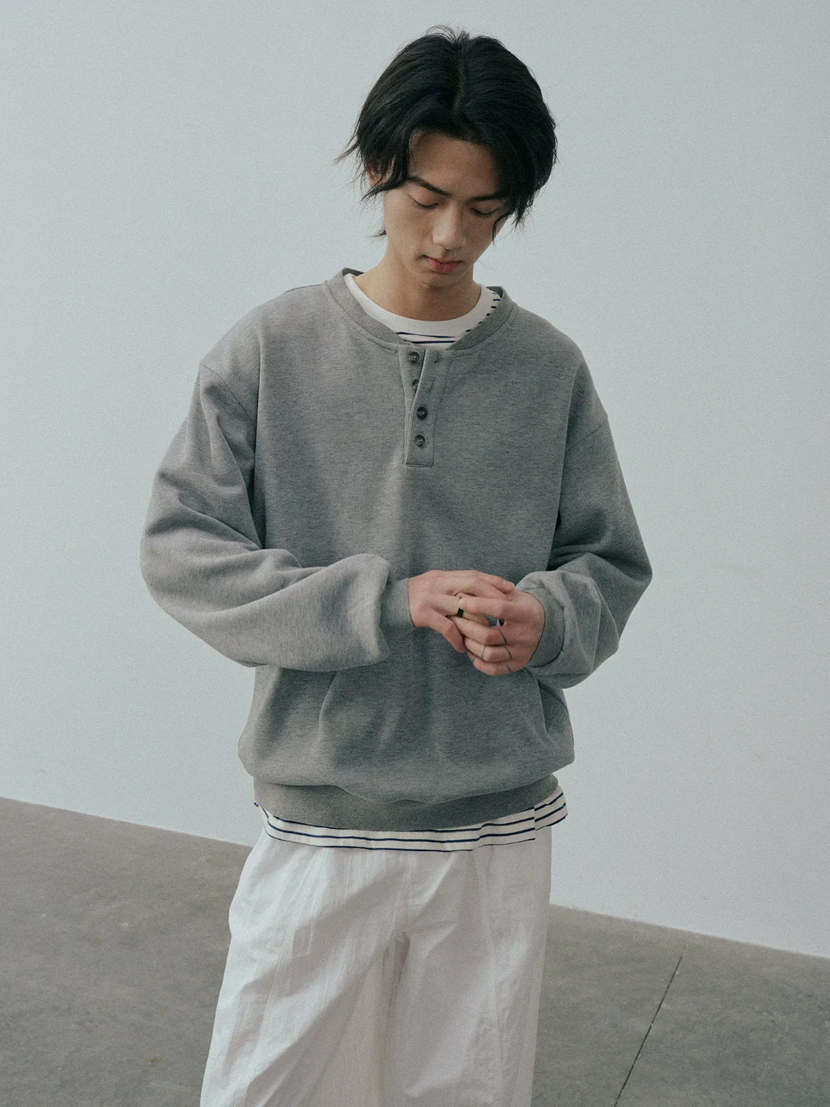 Retro Henley Sweatshirt