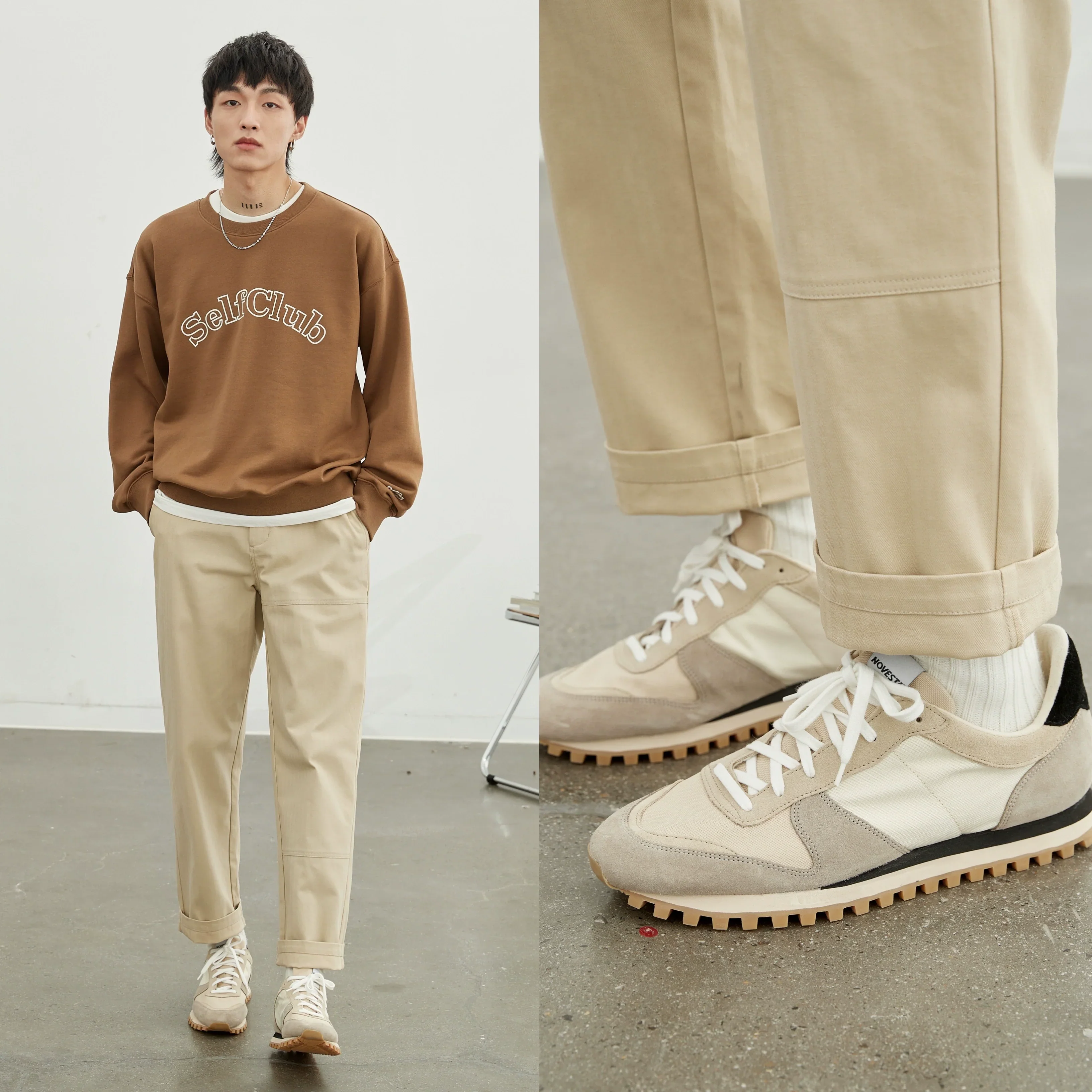 Retro Herringbone Elastic Waist Cargo Pants - Image 2