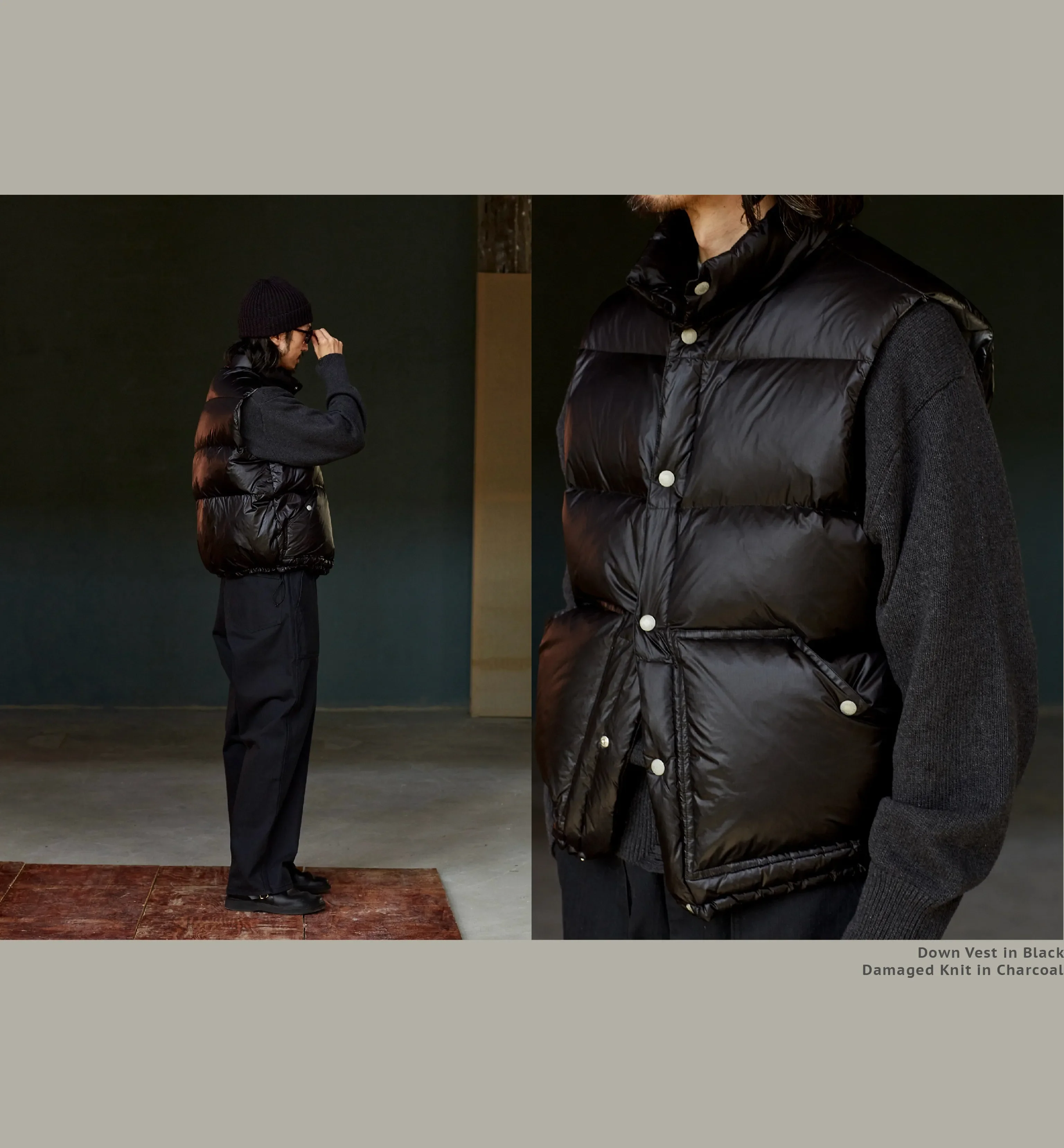 Retro High Collar Down Vest - Image 7