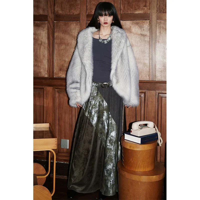 Retro Leather Patchwork Dress - Image 2