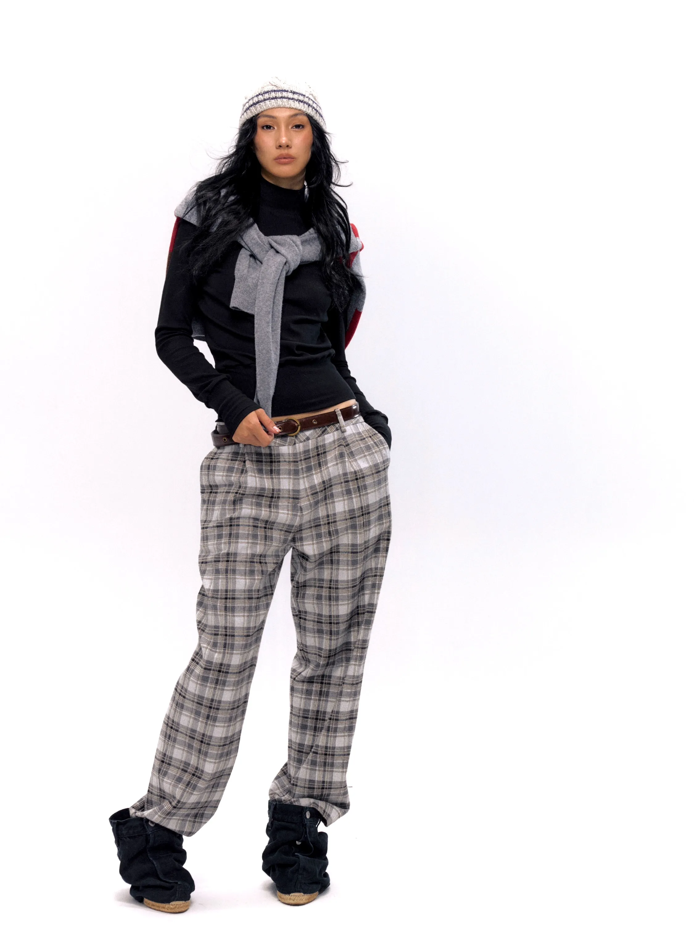 Retro Plaid Wool Trousers - Image 6