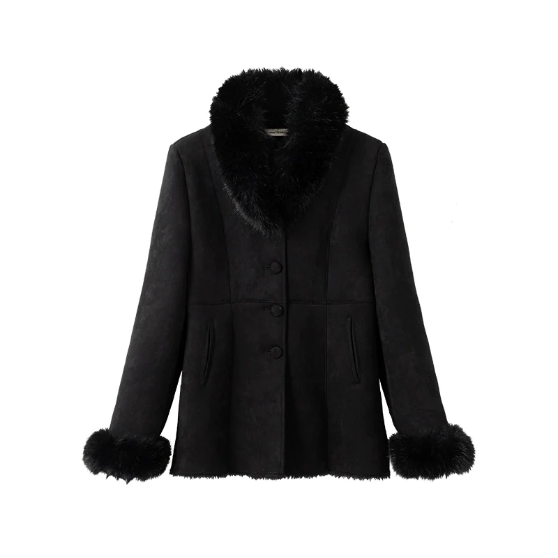 Retro Plush-Lined Suede Jacket - Image 4