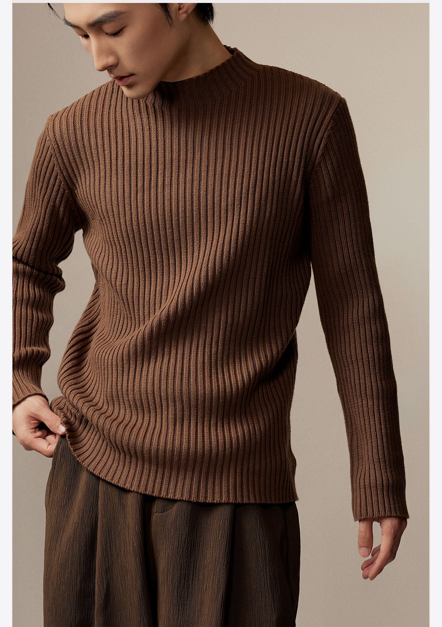 Retro Ribbed Knit Sweater