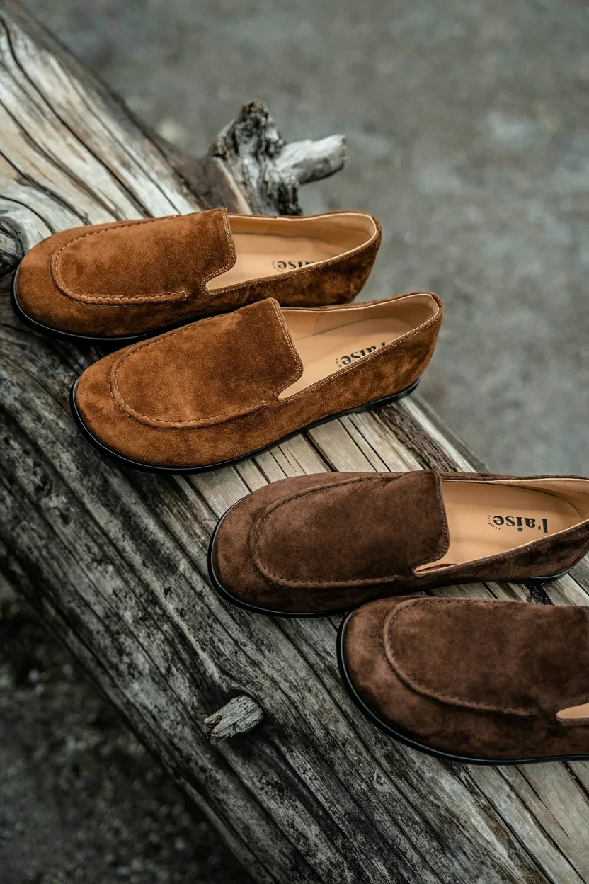 Retro Sheep Suede Slip-On Loafers - Image 2