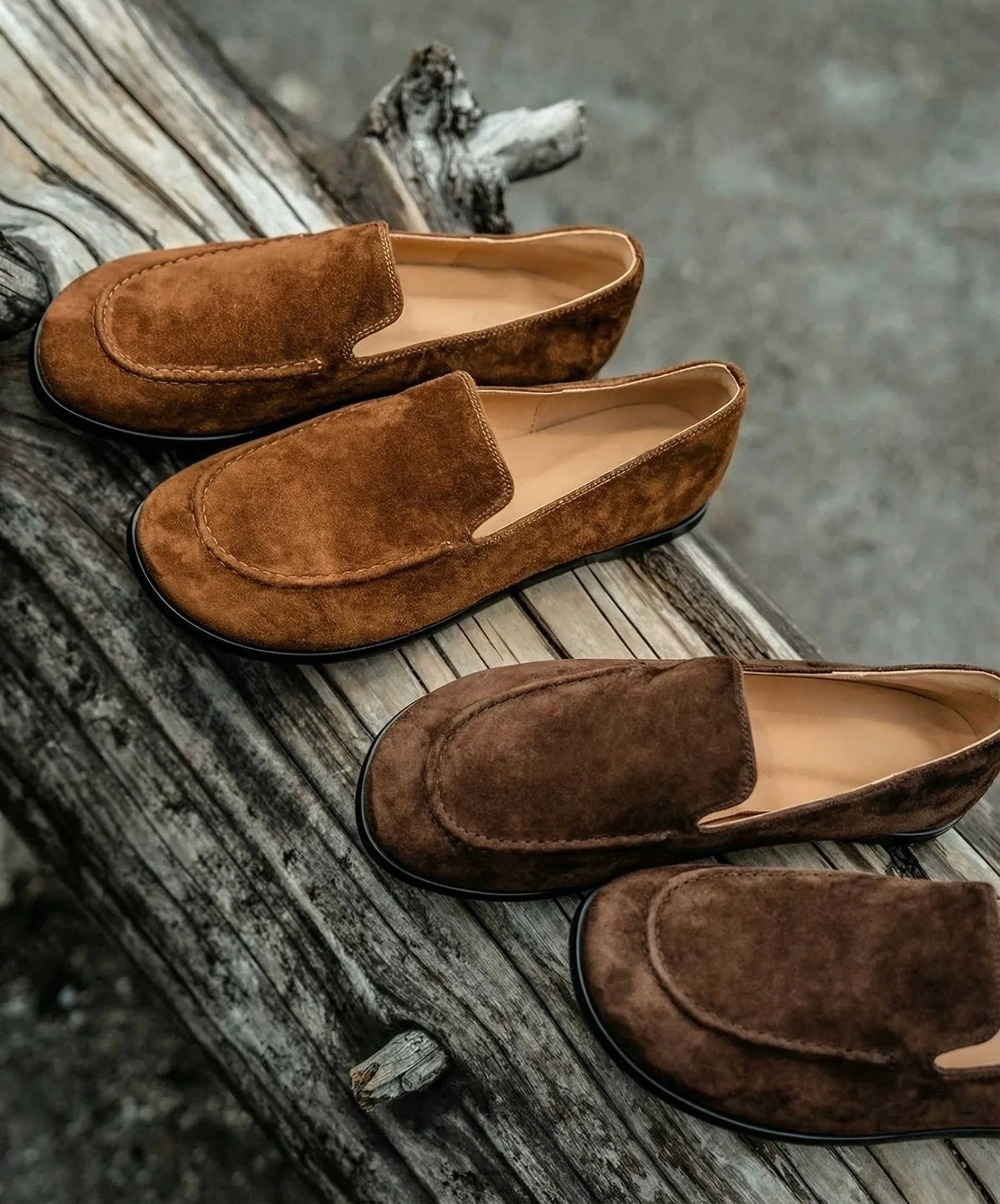 Retro Sheep Suede Slip-On Loafers - Image 4