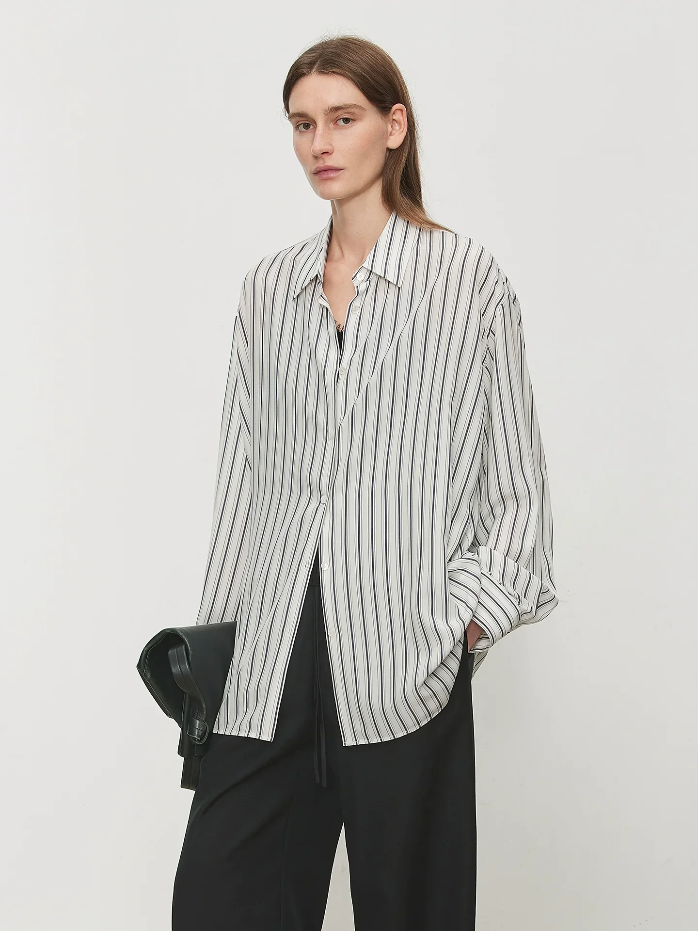 Retro Stripe Mulberry Silk Shirt