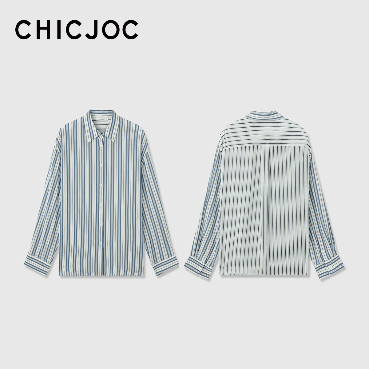 Retro Stripe Mulberry Silk Shirt - Image 8