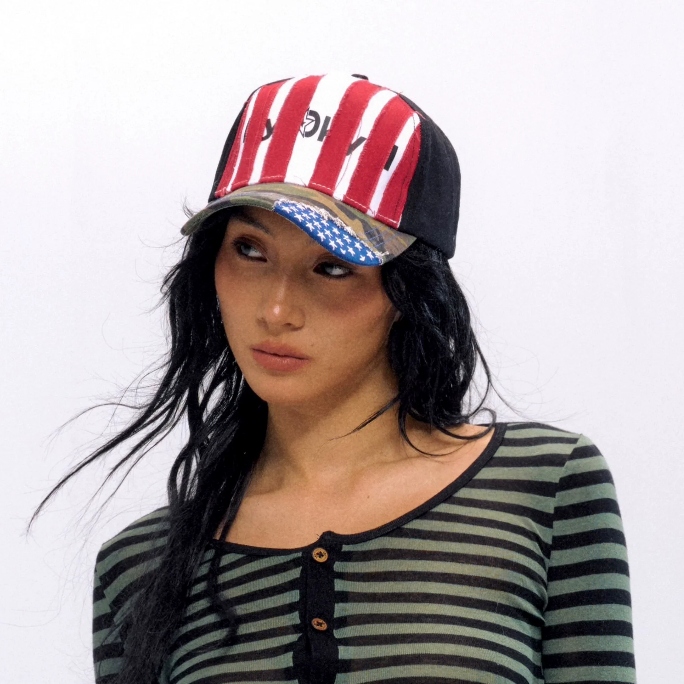 Retro Striped Camouflage Baseball Cap - Image 2