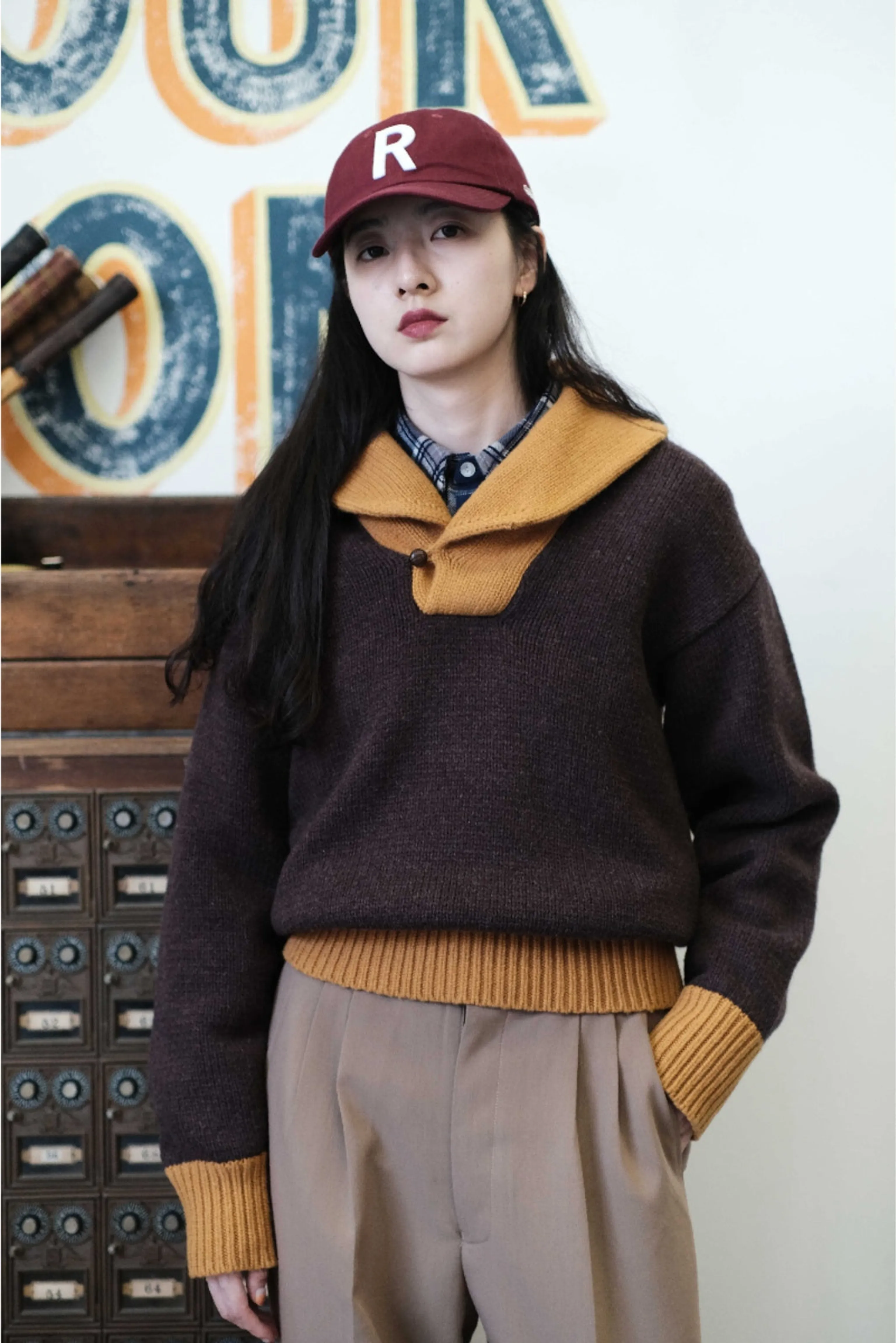 Retro Two-Tone Varsity Sweater - Image 2