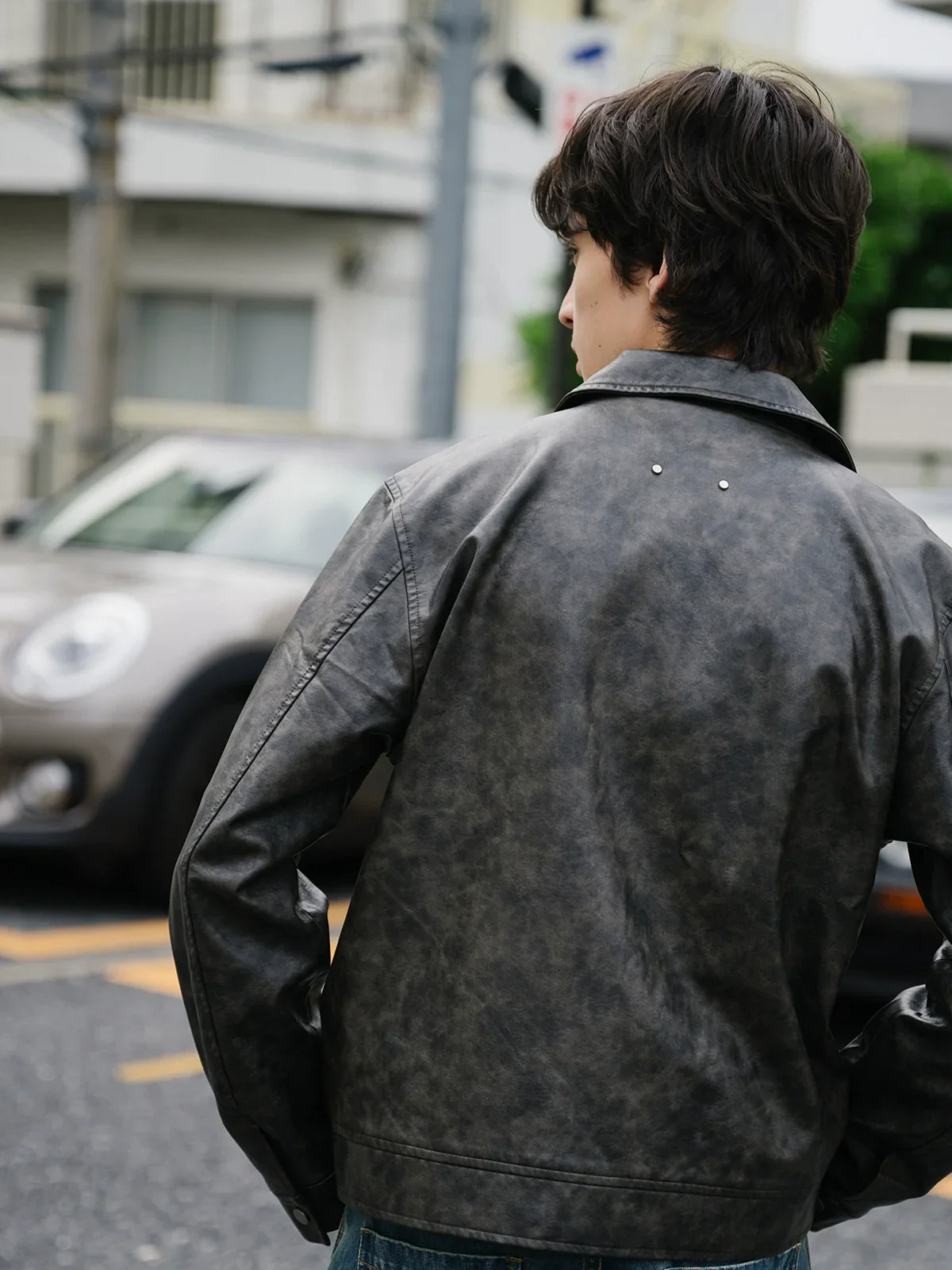 Retro Washed Faux Leather Jacket - Image 4
