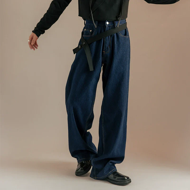 Retro Wide-Leg Dark Blue Jeans