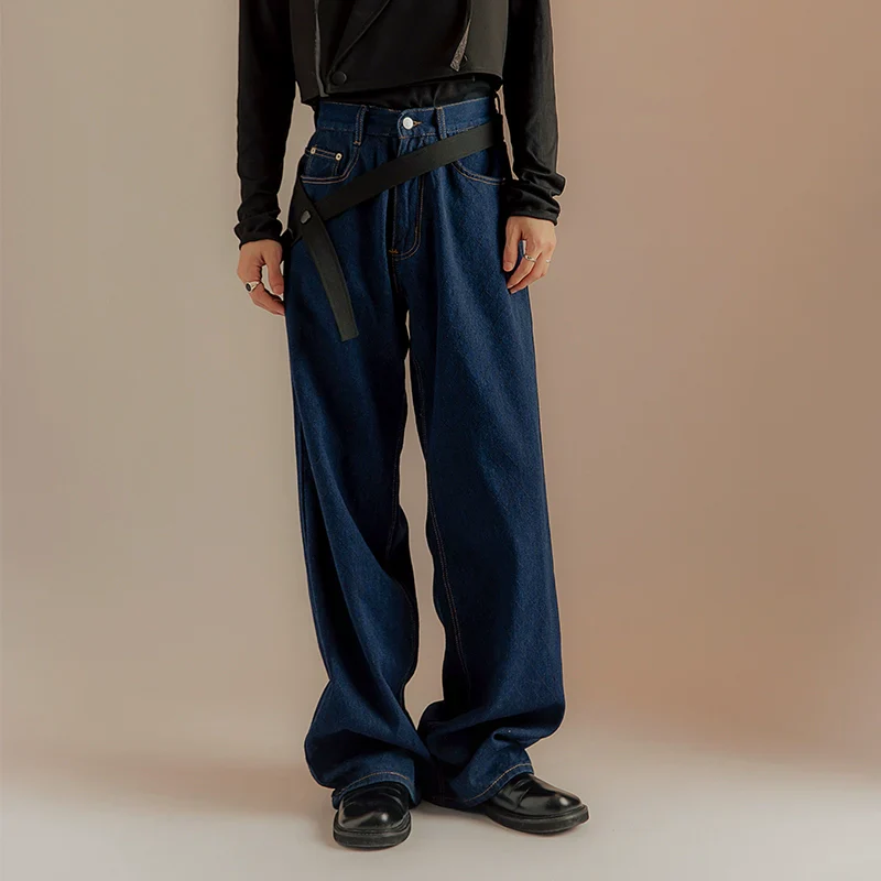 Retro Wide-Leg Dark Blue Jeans - Image 4