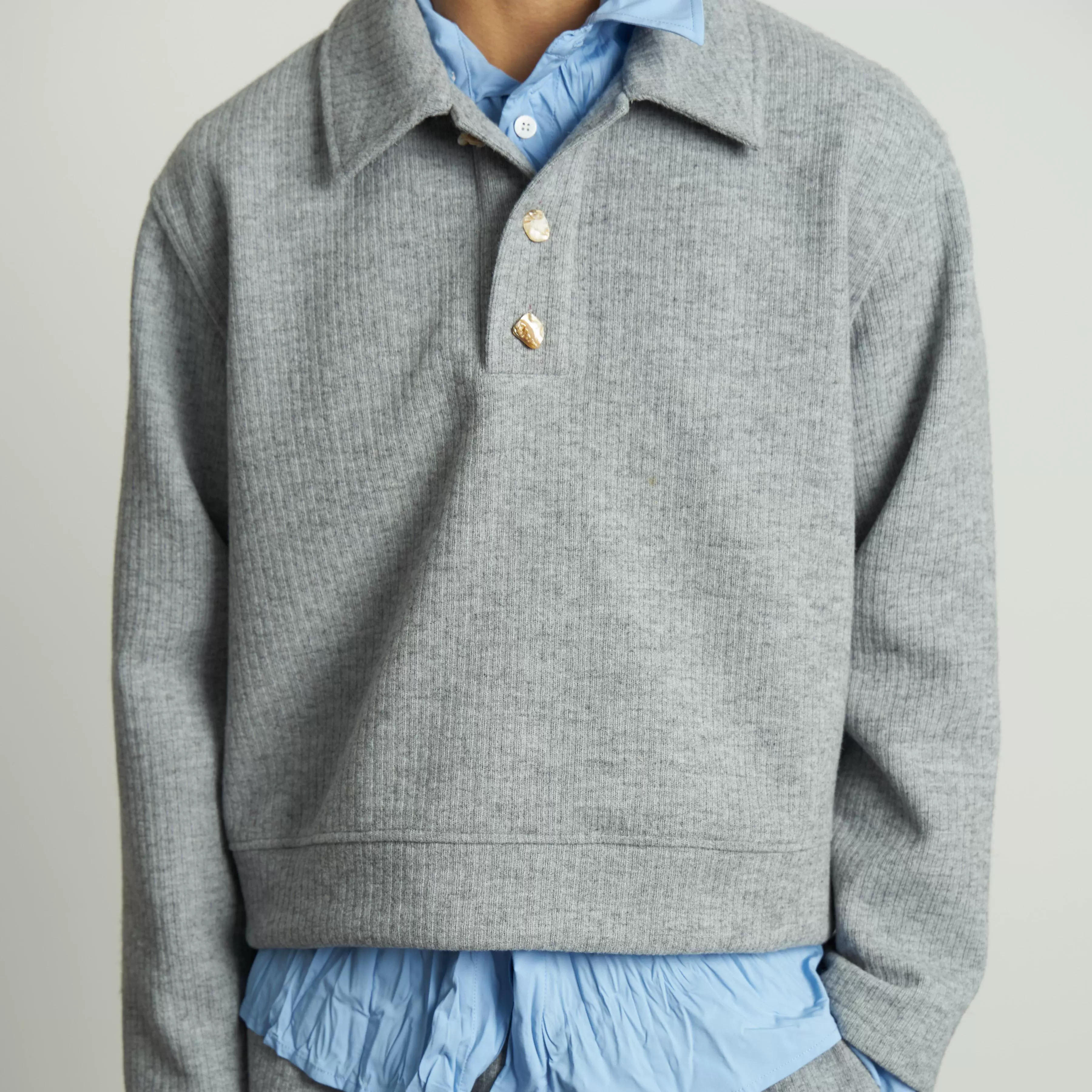 Retro Wool Blend Polo Sweater