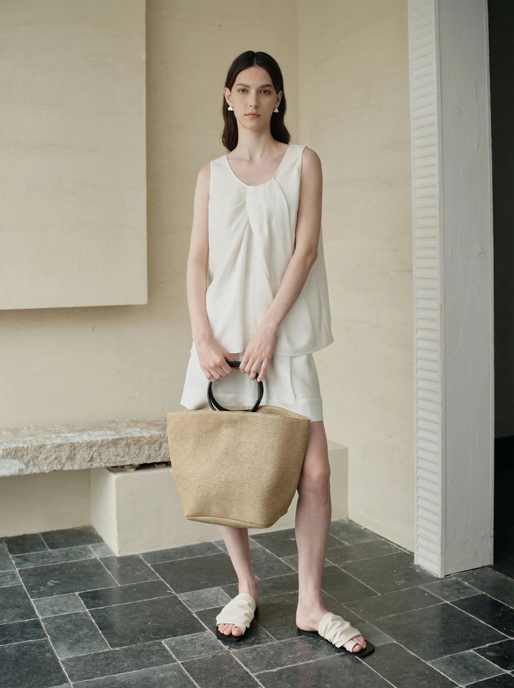 Reversible Beaded Tencel Linen Vest